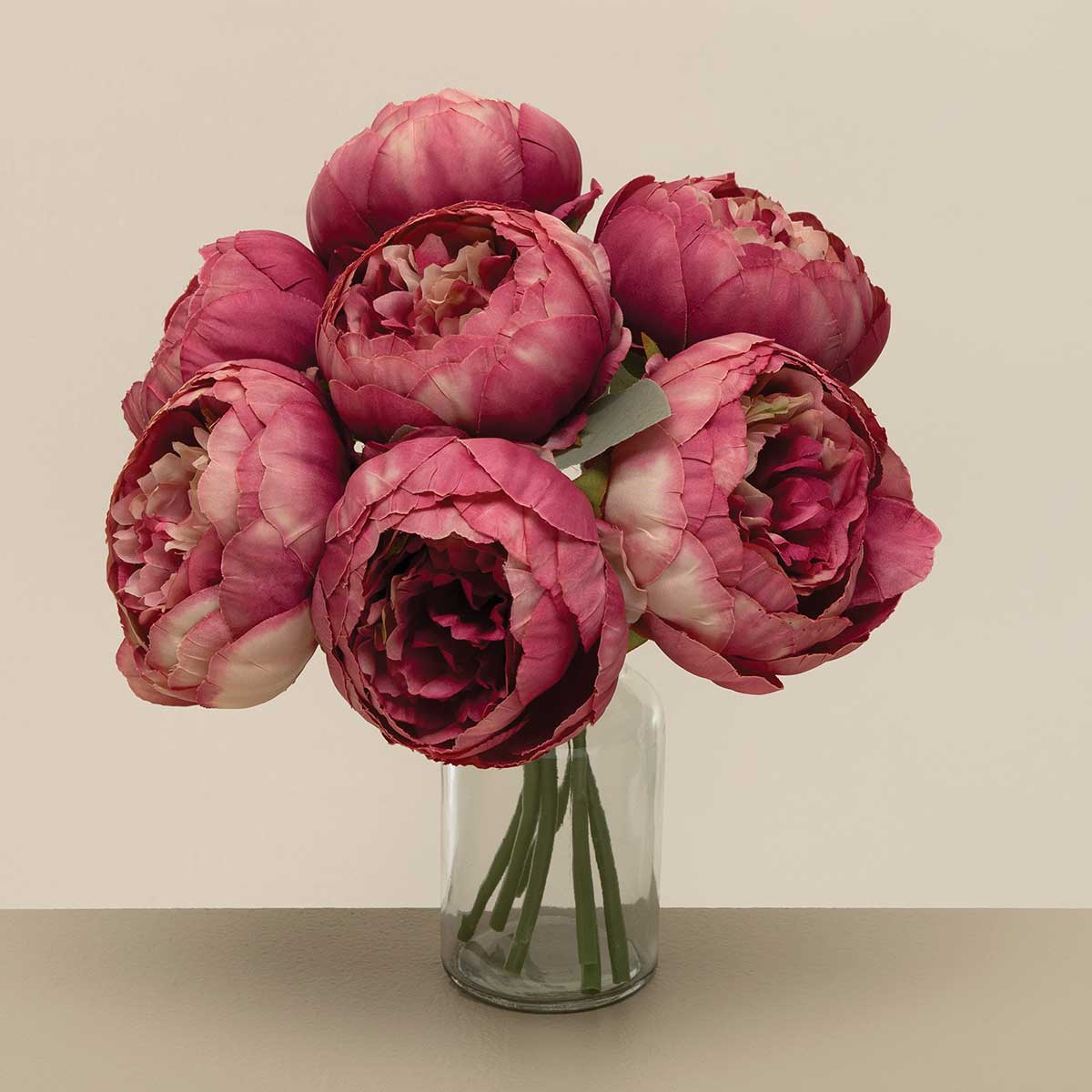 BUNDLE OF 7 PEONY ROSE 3IN X 10IN POLYESTER TIED WITH RAFFIA - Click Image to Close